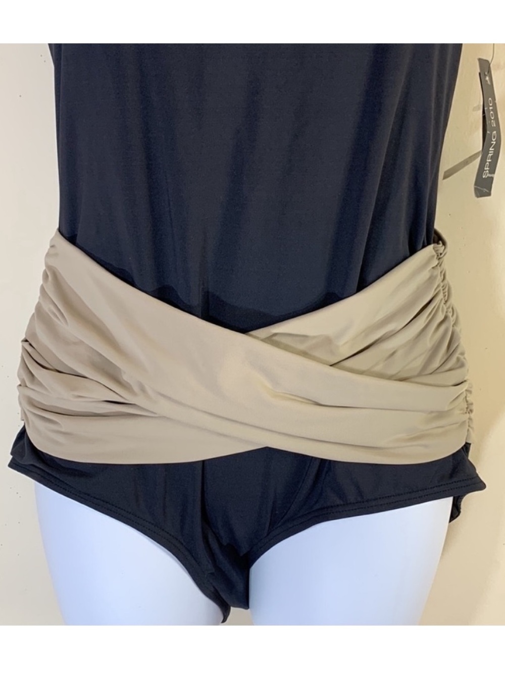 DKNY SPRING 2010 Black/Ash U-Neck Drape Maillot One Piece Swimsuit. 14. NWT. - Picture 6 of 11